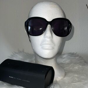 Marc by Marc Jacobs black sunglasses and case. Black frame, black lens not brown